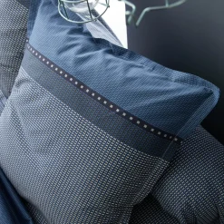 Taie D'Oreiller, Traversin|TRADI LINGE Taie d'oreiller carrée satin de coton (65 x 65 cm) Enzo e Bleu