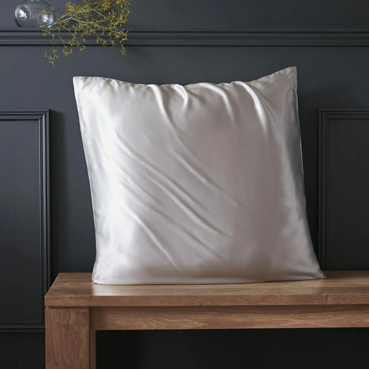 Taie D'Oreiller, Traversin|EMINZA Taie d'oreiller carrée soie de mûrier (63 x 63 cm) Mizuki Gris clair