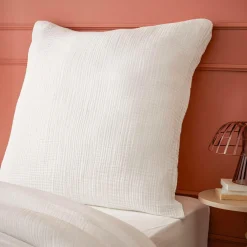 Taie D'Oreiller, Traversin|EMINZA Taie d'oreiller quadruple gaze de coton (80 x 80 cm) Victoria x Gaïa chantilly Blanc