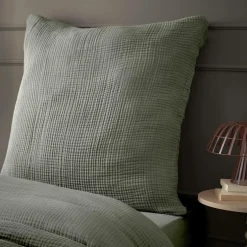 Taie D'Oreiller, Traversin|EMINZA Taie d'oreiller quadruple gaze de coton (80 x 80 cm) Victoria x Gaïa Vert romarin