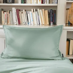 Taie D'Oreiller, Traversin|EMINZA Taie d'oreiller rectangulaire percale de coton (50 x 70 cm) Cali Vert Eucalyptus