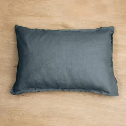 Taie D'Oreiller, Traversin|EMINZA Taie d'oreiller rectangulaire lin lavé (50 x 70 cm) Louise Gris ardoise
