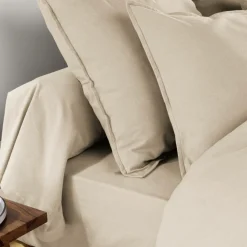 Taie D'Oreiller, Traversin|EMINZA Taie d'oreiller rectangulaire flanelle de coton (50 x 70 cm) Nina Beige