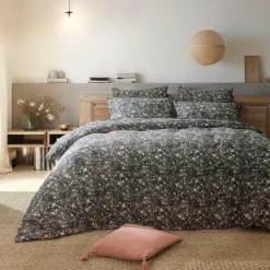 Taie D'Oreiller, Traversin|EMINZA Taie d'oreiller rectangulaire gaze de coton (50 x 70 cm) Constance Bleu nuit