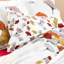 Taie D'Oreiller, Traversin|TRADI LINGE Taie d'oreiller rectangulaire percale de coton (50 x 70 cm) Ginkgo Multicolore