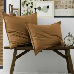 Taie D'Oreiller, Traversin|EMINZA Taie d'oreiller rectangulaire flanelle de coton (50 x 70 cm) Théa Camel