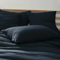 Taie D'Oreiller, Traversin|EMINZA Taie d'oreiller rectangulaire gaze de coton (50 x 70 cm) Gaïa Mix Bleu nuit