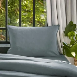 Taie D'Oreiller, Traversin|EMINZA Taie d'oreiller rectangulaire lyocell Tencel™ lavé (50 x 80 cm) Olivia stone Bleu