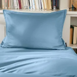 Taie D'Oreiller, Traversin|EMINZA Taie d'oreiller rectangulaire percale de coton (50 x 70 cm) Cali Bleu Ciel