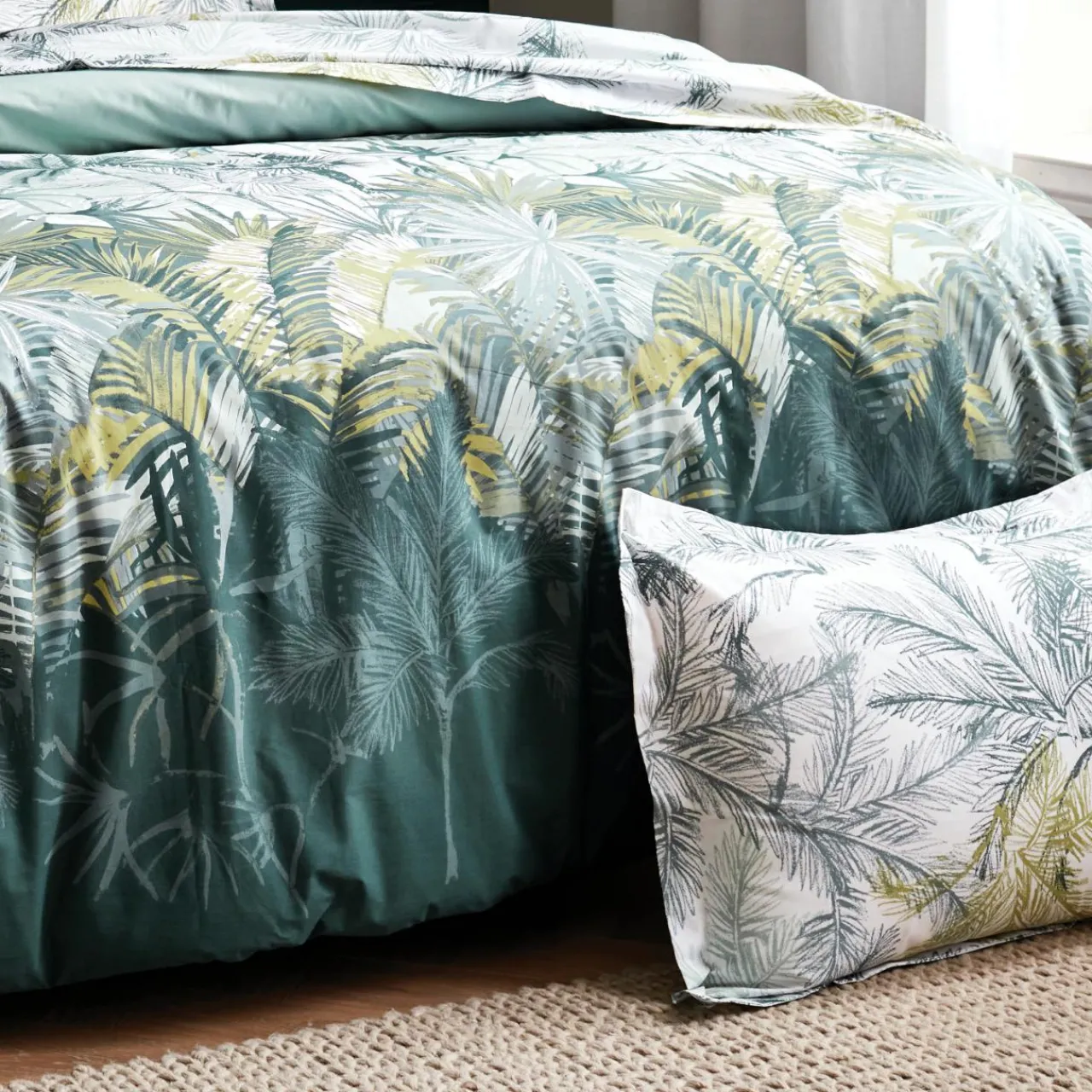 Taie D'Oreiller, Traversin|TRADILINGE Taie d'oreiller rectangulaire percale de coton (50 x 70 cm) Trinidad Mousson e Vert