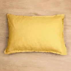 Taie D'Oreiller, Traversin|EMINZA Taie d'oreiller rectangulaire lin lavé (50 x 70 cm) Louise Jaune moutarde