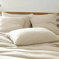 Taie D'Oreiller, Traversin|EMINZA Taie d'oreiller rectangulaire gaze de coton (50 x 70 cm) Gaïa Chic pampa Beige