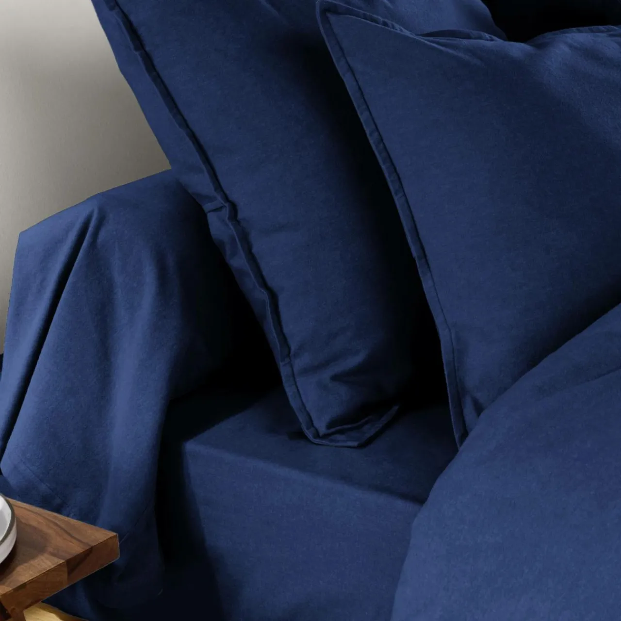 Taie D'Oreiller, Traversin|EMINZA Taie d'oreiller rectangulaire flanelle de coton (50 x 80 cm) Nina Bleu nuit