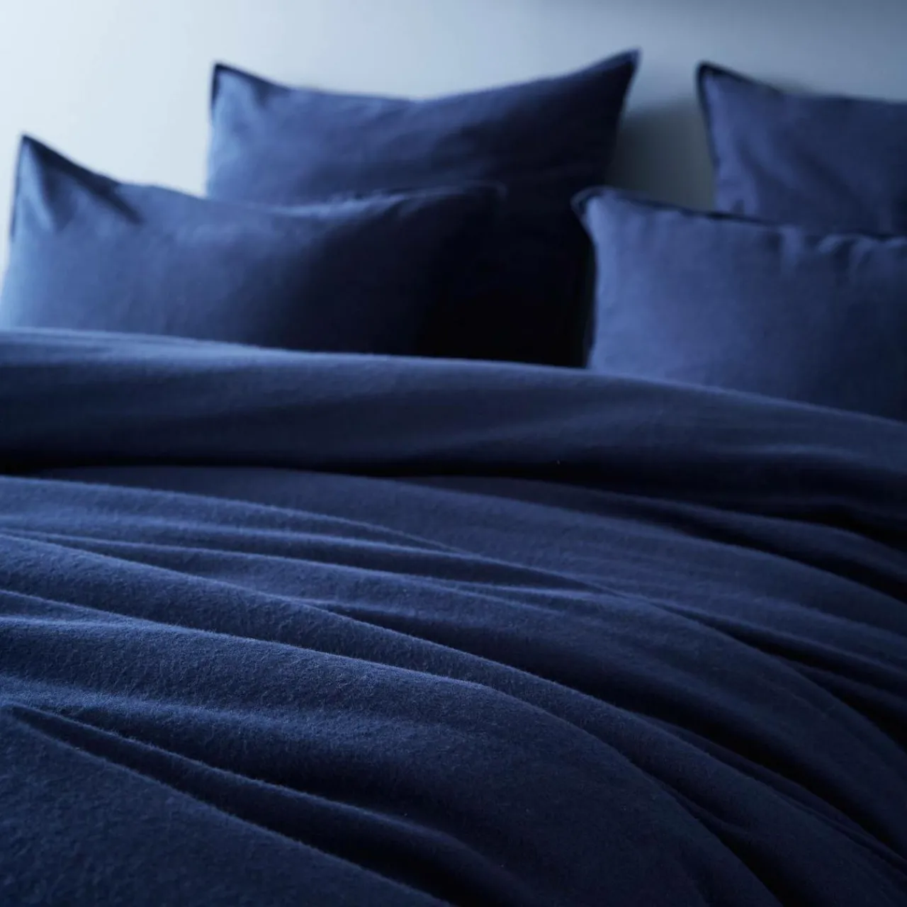 Taie D'Oreiller, Traversin|EMINZA Taie d'oreiller rectangulaire flanelle de coton (50 x 80 cm) Nina Bleu nuit