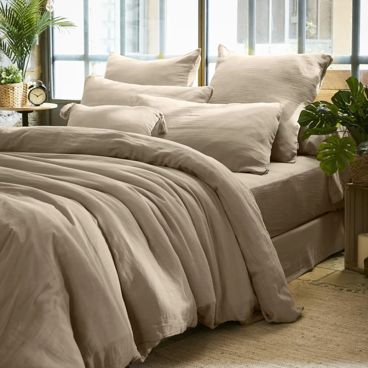 Taie D'Oreiller, Traversin|EMINZA Taie d'oreiller rectangulaire gaze de coton (50 x 80 cm) Gaïa Ficelle