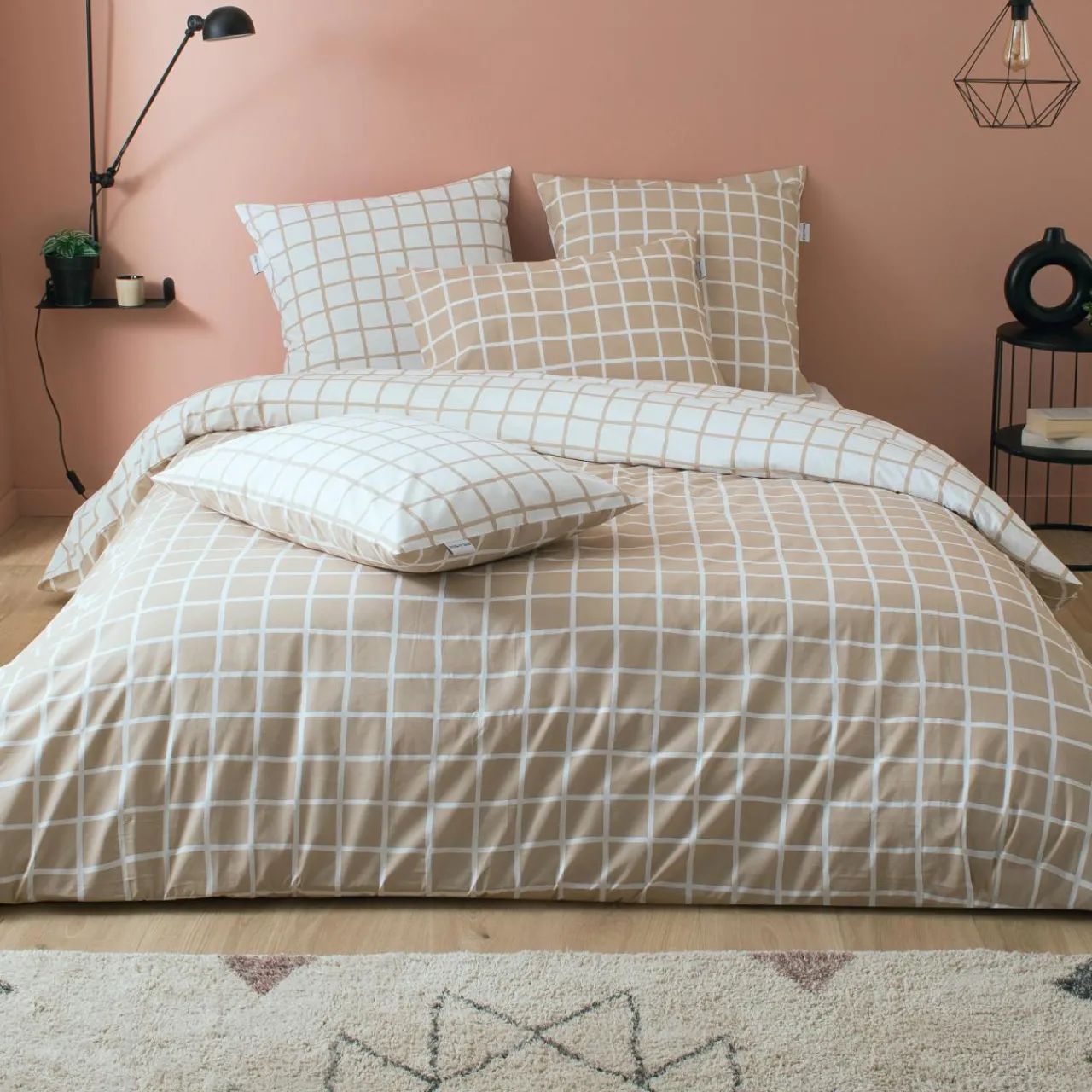 Taie D'Oreiller, Traversin|TRADILINGE Taie d'oreiller rectangulaire percale de coton (50 x 70 cm) Max Beige