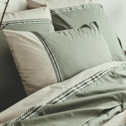 Taie D'Oreiller, Traversin|TRADILINGE Taie d'oreiller rectangulaire percale de coton (50 x 70 cm) Noa Vert kaki