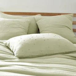 Taie D'Oreiller, Traversin|EMINZA Taie d'oreiller rectangulaire gaze de coton (50 x 70 cm) Gaïa Chic Vert tilleul