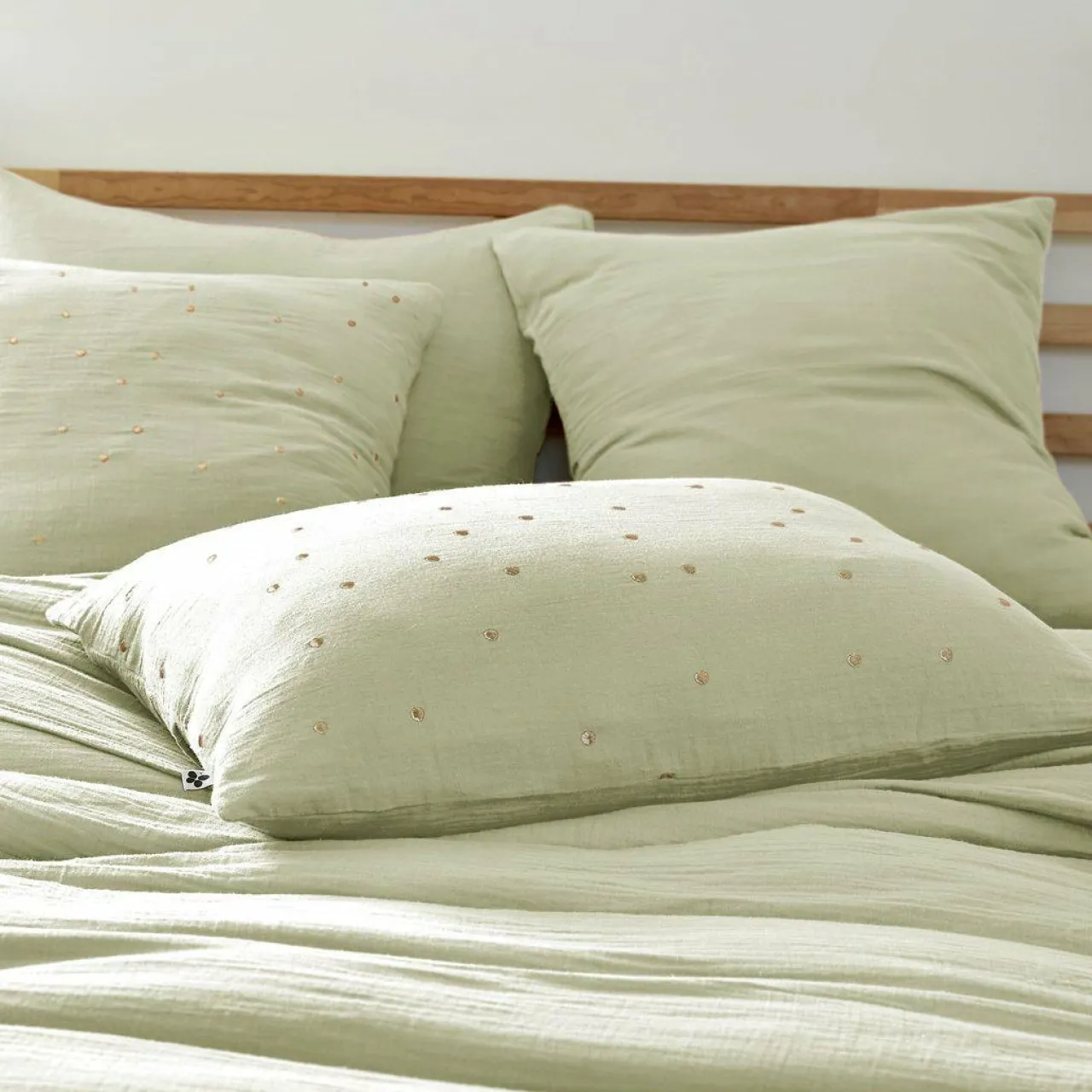 Taie D'Oreiller, Traversin|EMINZA Taie d'oreiller rectangulaire gaze de coton (50 x 70 cm) Gaïa Chic Vert tilleul