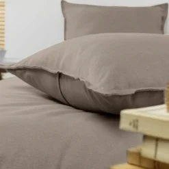 Taie D'Oreiller, Traversin|EMINZA Taie d'oreiller rectangulaire flanelle de coton (50 x 70 cm) Nina Ficelle