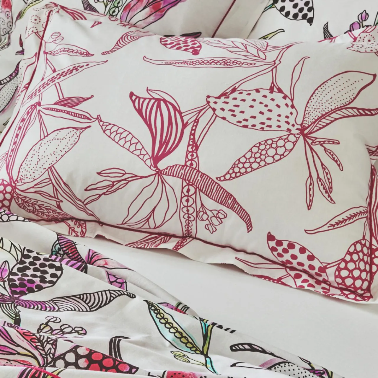 Taie D'Oreiller, Traversin|TRADILINGE Taie d'oreiller rectangulaire coton (50 x 70 cm) Pénélope Rose