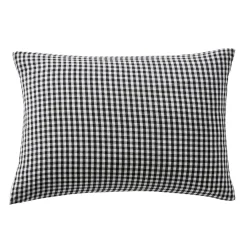 Taie D'Oreiller, Traversin|EMINZA Taie d'oreiller rectangulaire gaze de coton (50 x 70 cm) Gaïa vichy e Noir