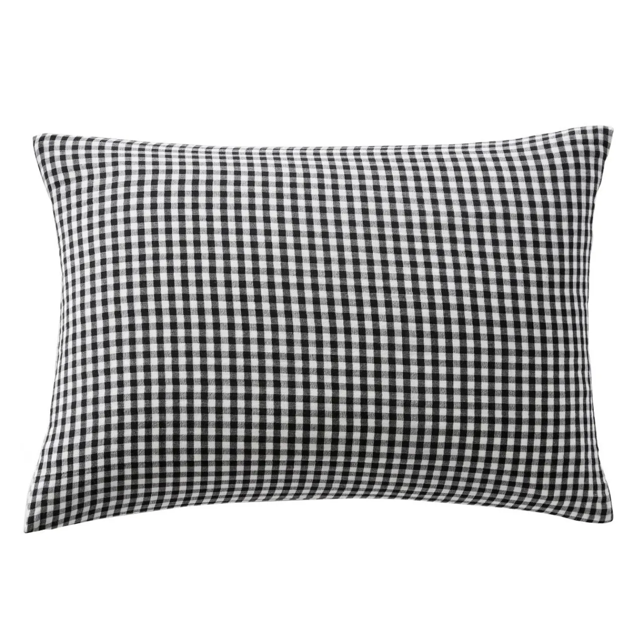 Taie D'Oreiller, Traversin|EMINZA Taie d'oreiller rectangulaire gaze de coton (50 x 70 cm) Gaïa vichy e Noir