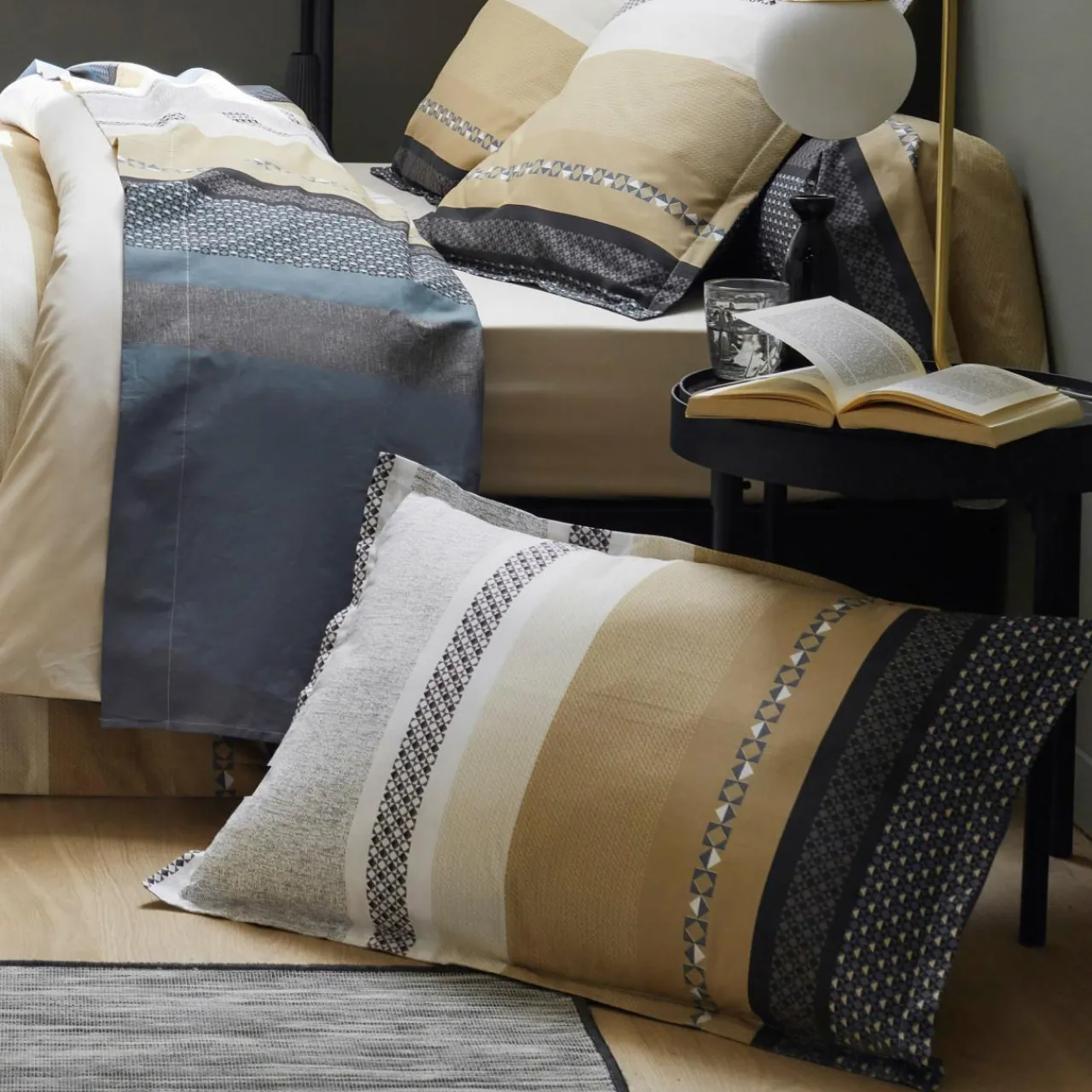 Taie D'Oreiller, Traversin|TRADILINGE Taie d'oreiller rectangulaire percale de coton (50 x 70 cm) Marlow e Gris