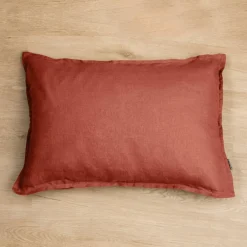 Taie D'Oreiller, Traversin|EMINZA Taie d'oreiller rectangulaire lin lavé (50 x 70 cm) Louise Terracotta