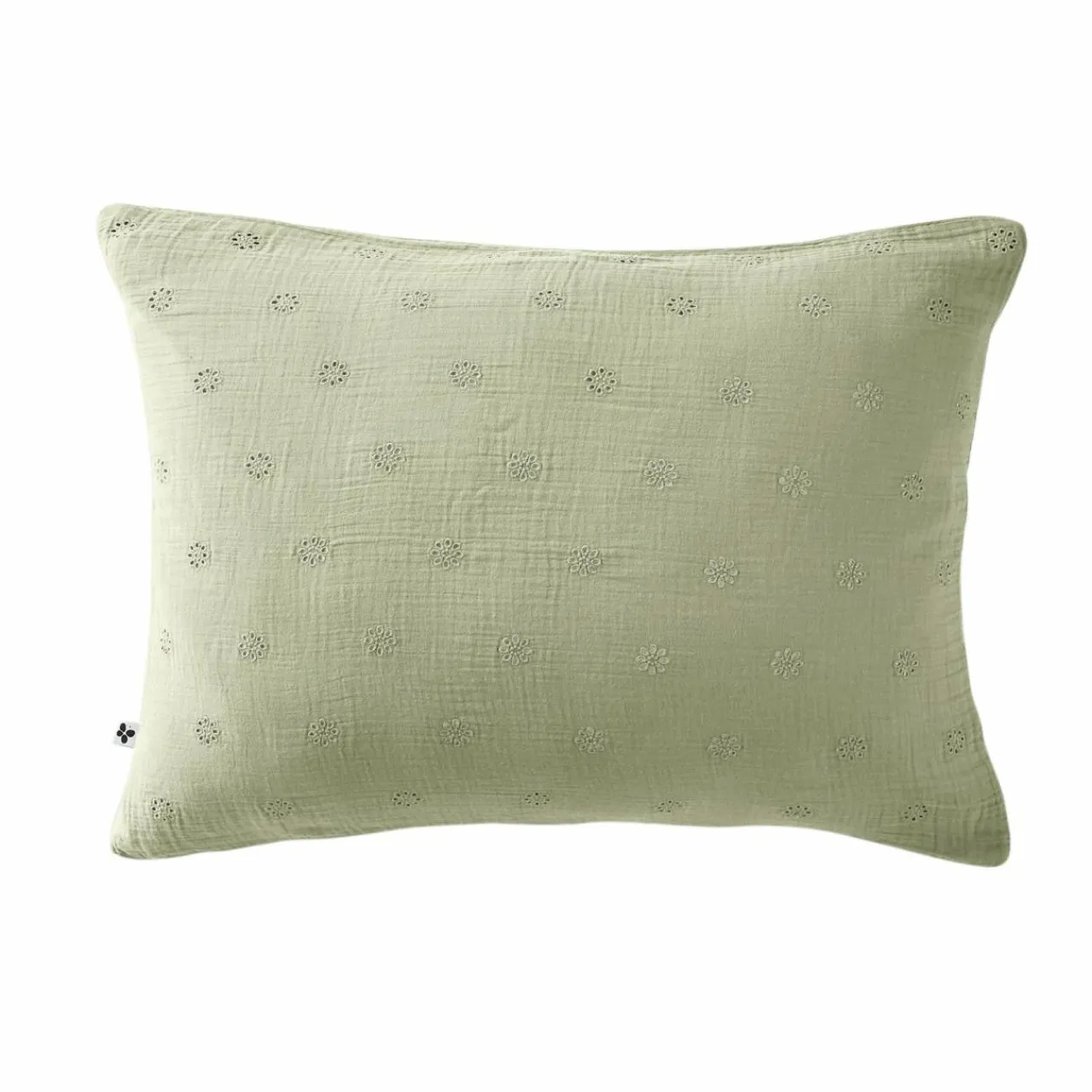 Taie D'Oreiller, Traversin|EMINZA Taie d'oreiller rectangulaire gaze de coton (50 x 70 cm) Gaïa Boho Vert tilleul