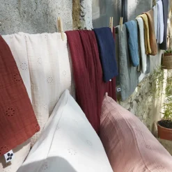 Taie D'Oreiller, Traversin|EMINZA Taie d'oreiller rectangulaire gaze de coton (50 x 70 cm) Gaïa Boho Vert tilleul