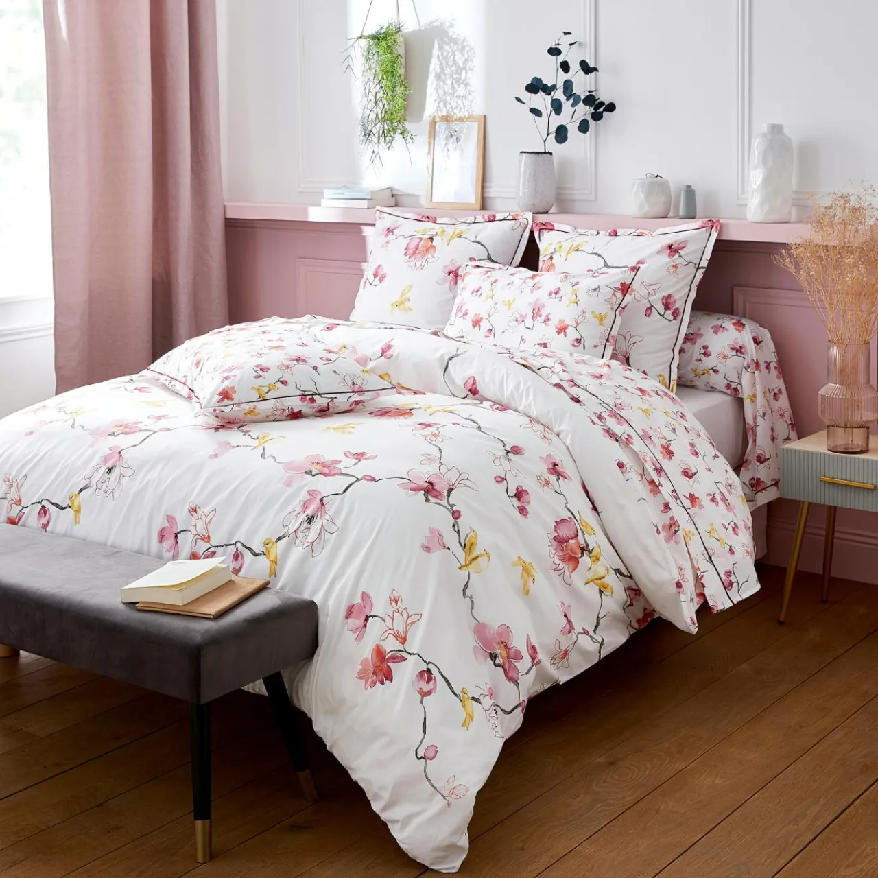 Taie D'Oreiller, Traversin|TRADILINGE Taie d'oreiller rectangulaire percale de coton (50 x 70 cm) Elisa Rose