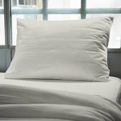 Taie D'Oreiller, Traversin|EMINZA Taie d'oreiller rectangulaire gaze de coton (50 x 70 cm) Gaïa Gris nuage Gris clair