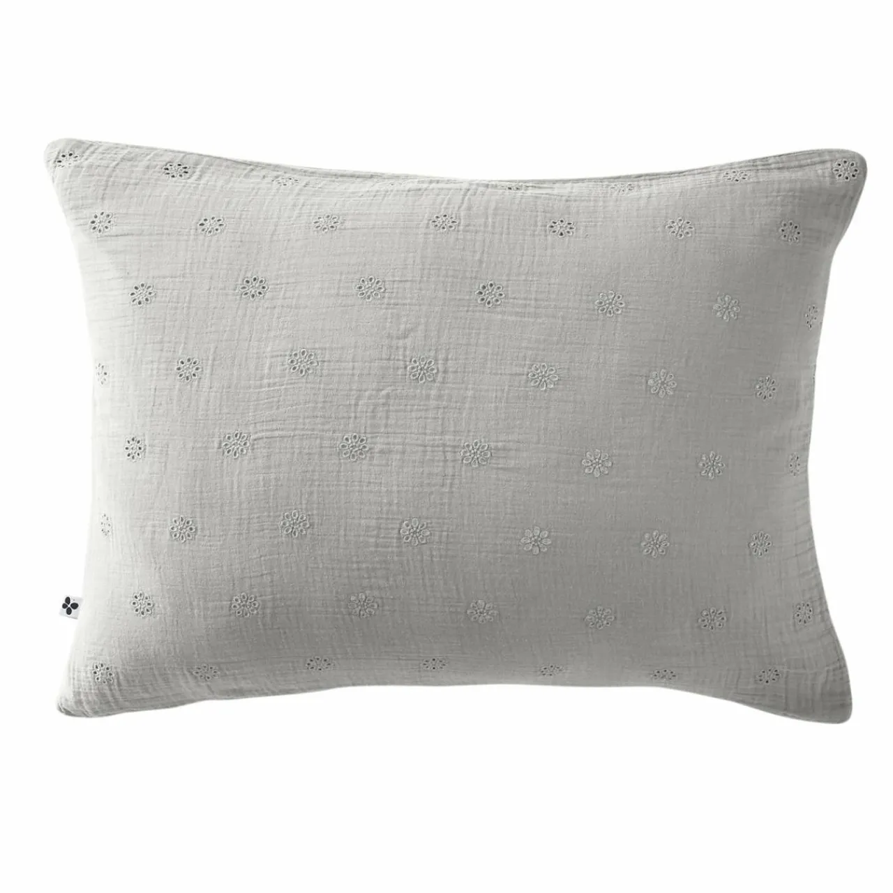 Taie D'Oreiller, Traversin|EMINZA Taie d'oreiller rectangulaire gaze de coton (50 x 70 cm) Gaïa Boho Gris nuage Gris clair