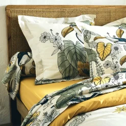 Taie D'Oreiller, Traversin|TRADILINGE Taie d'oreiller rectangulaire coton lavé (50 x 70 cm) Toco e Vert