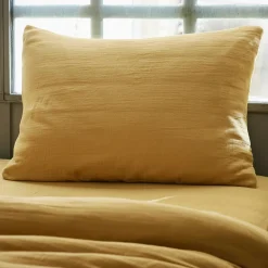 Taie D'Oreiller, Traversin|EMINZA Taie d'oreiller rectangulaire gaze de coton (50 x 80 cm) Gaïa Jaune safran