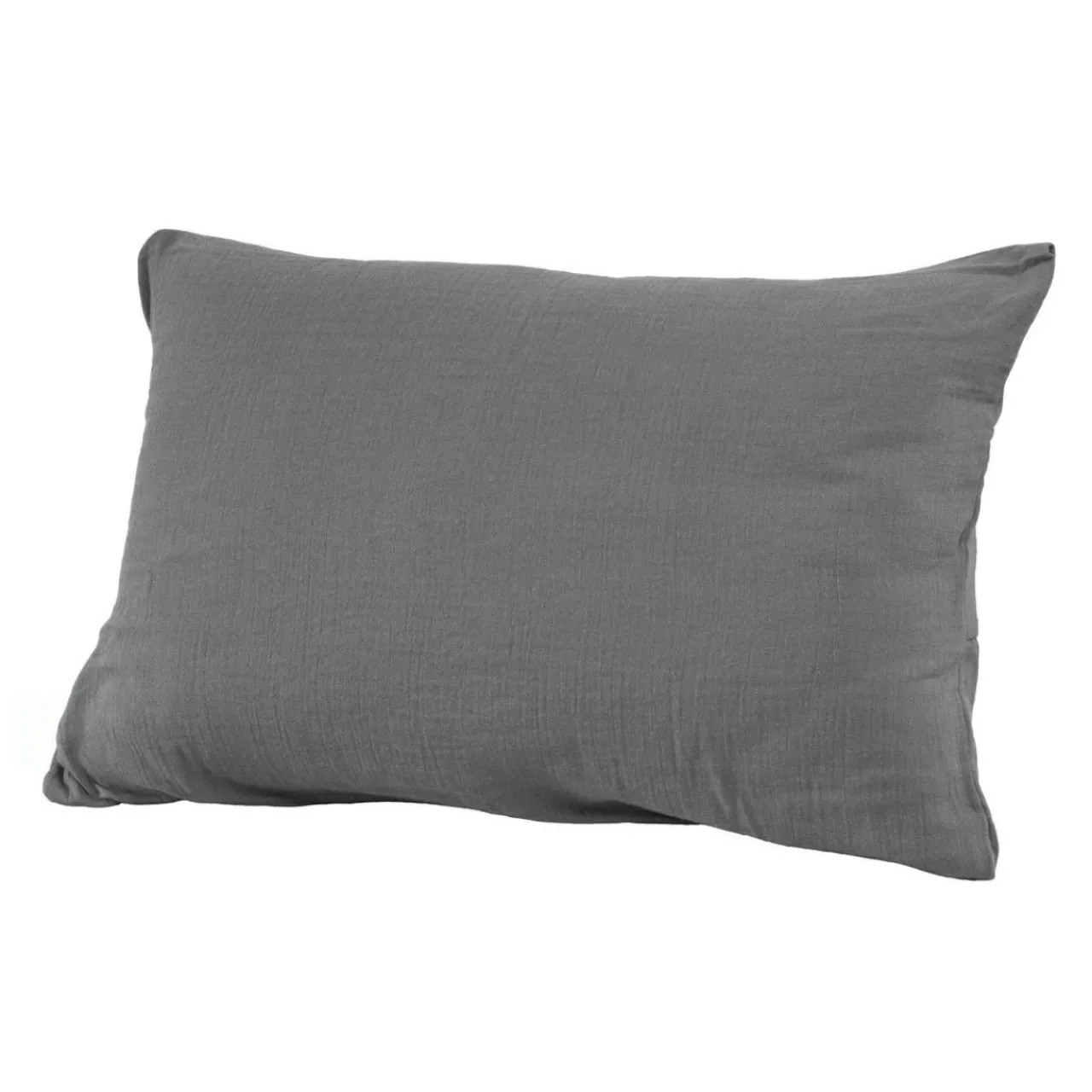 Taie D'Oreiller, Traversin|EMINZA Taie d'oreiller rectangulaire gaze de coton (50 x 80 cm) Gaïa Gris granit Gris foncé