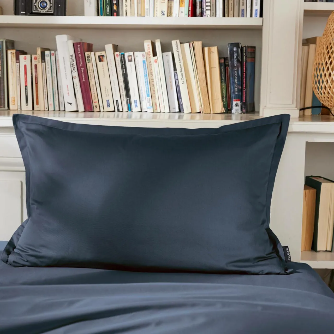 Taie D'Oreiller, Traversin|EMINZA Taie d'oreiller rectangulaire percale de coton (50 x 70 cm) Cali Bleu marine