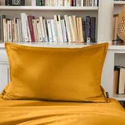 Taie D'Oreiller, Traversin|EMINZA Taie d'oreiller rectangulaire percale de coton (50 x 80 cm) Cali Jaune moutarde