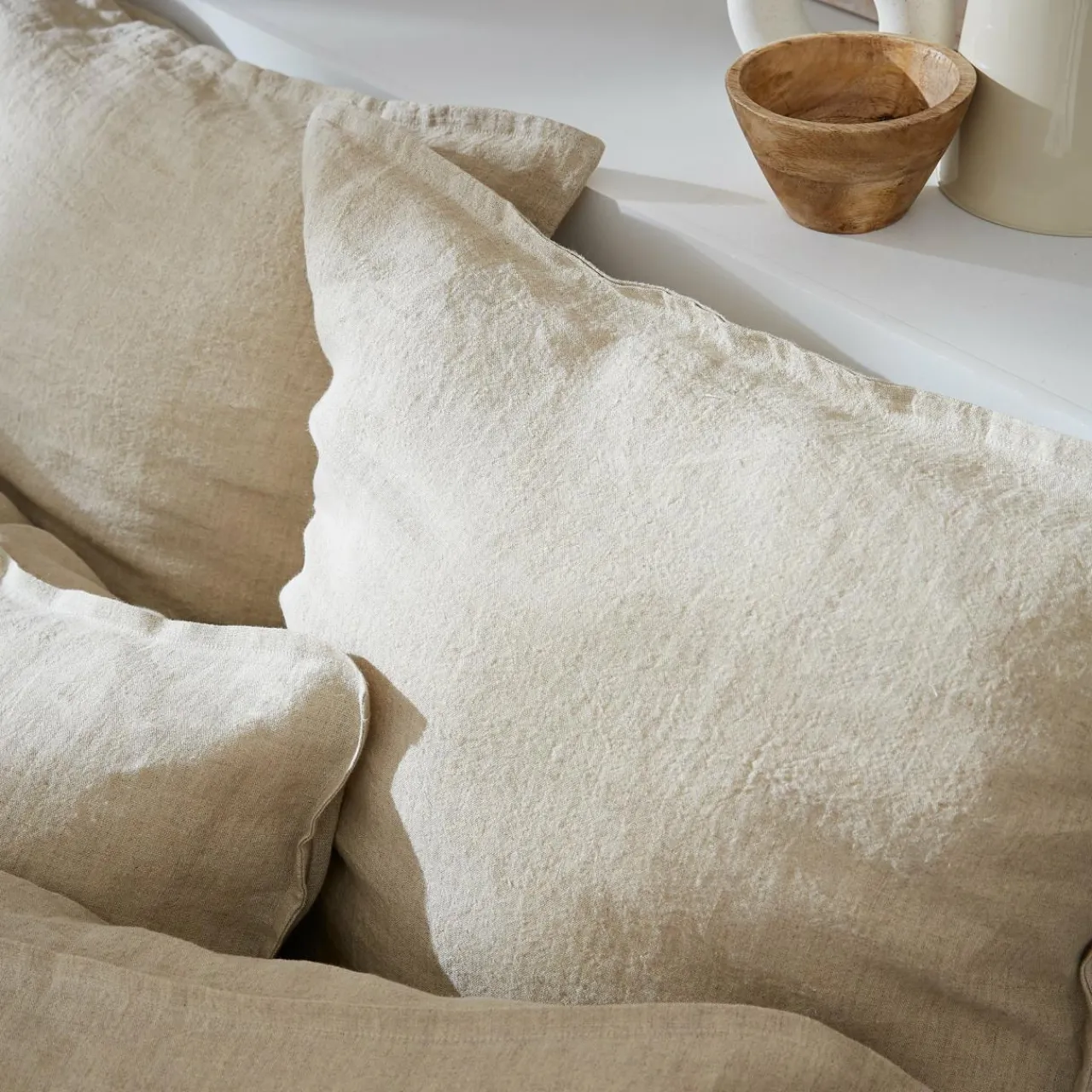 Taie D'Oreiller, Traversin|EMINZA Taie d'oreiller rectangulaire lin lavé (50 x 70 cm) Louise Beige