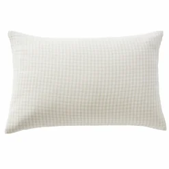 Taie D'Oreiller, Traversin|EMINZA Taie d'oreiller rectangulaire gaze de coton (50 x 70 cm) Gaïa vichy Beige