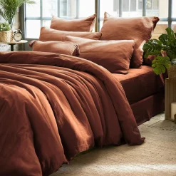 Taie D'Oreiller, Traversin|EMINZA Taie d'oreiller rectangulaire gaze de coton (50 x 70 cm) Gaïa Terracotta