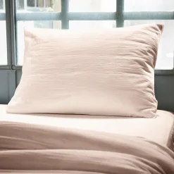 Taie D'Oreiller, Traversin|EMINZA Taie d'oreiller rectangulaire gaze de coton (50 x 70 cm) Gaïa Rose poudré