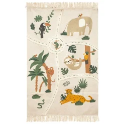Tapis Enfant|Tapis Enfant|Atmosphera createur d'interieur for kids Tapis coton enfant (150 x 100 cm) Carte jungle Multicolore