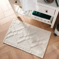Tapis Salle De Bain/Wc|DOUCEUR D'INTERIEUR Tapis de bain coton (50 x 80 cm) Gladis Blanc