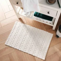 Tapis Salle De Bain/Wc|DOUCEUR D'INTERIEUR Tapis de bain coton (50 x 80 cm) Cleonis Blanc