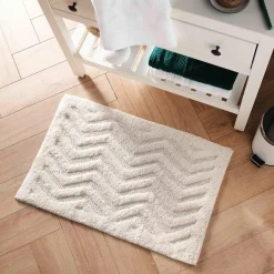 Tapis Salle De Bain/Wc|DOUCEUR D'INTERIEUR Tapis de bain coton (50 x 80 cm) Angelis Blanc