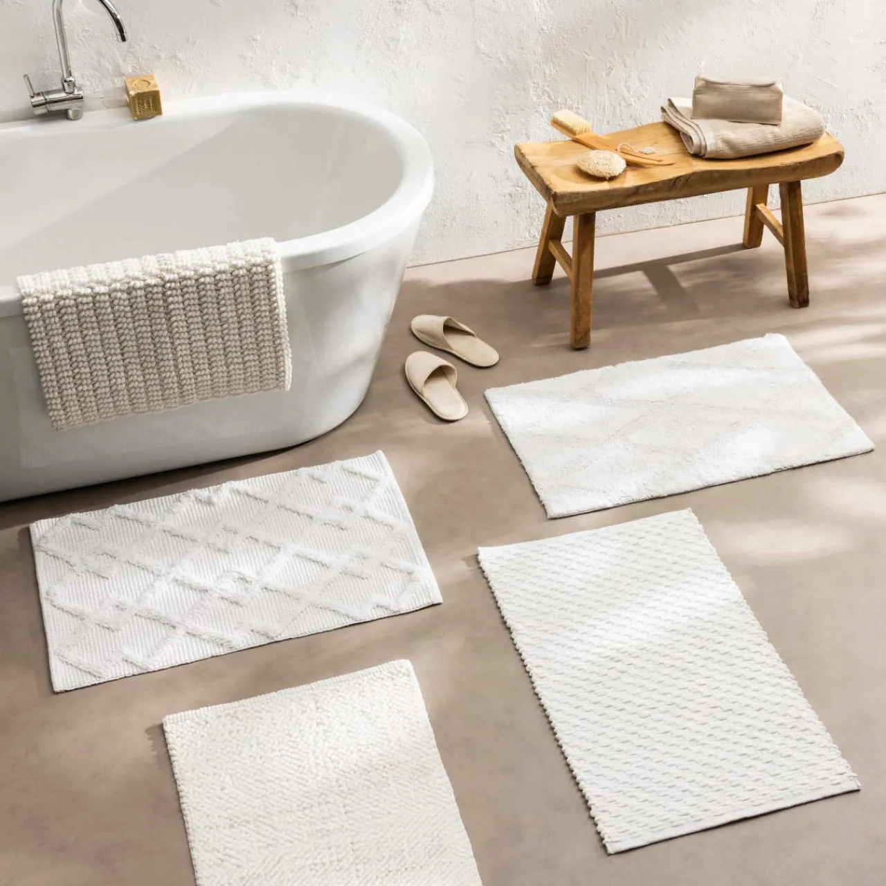 Linge De Bain|Tapis De Bain|douceur d'intu017drieur Tapis de bain en coton (50 x 80 cm) Otis Beige Ecru