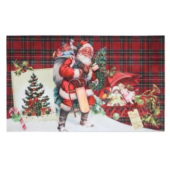 Plaid, Coussin Et Tapis De Noël|STOF Tapis de Noël antidérapant (45 x 75 cm) Rupper Ecossais Bordeaux Rouge