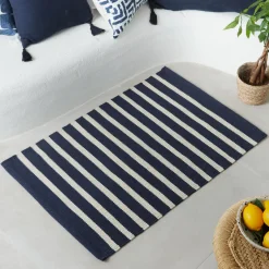 Tapis De Chambre/Salon|STOF Tapis de salon coton (60 x 90 cm) Calvi Bleu marine